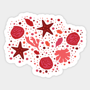 Ocean lover with Our Ocean-Inspired Red and pink Aesthetic, sea coral, sealife, red hues, orange, dark Sticker